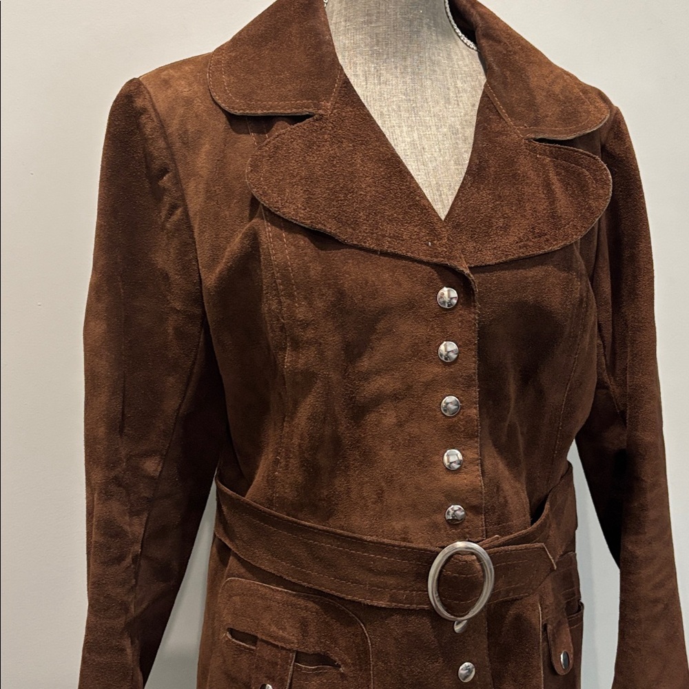Vintage Brown Suede Jacket Snap Front Retro Western Coat Women’s Medium - Picture 6 of 16